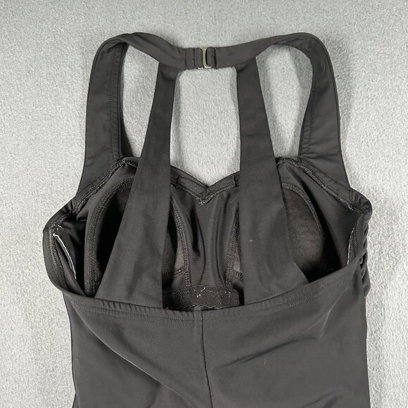 Lands End Swimsuit Womens 6 Black One Piece Halter Ruched Padded Tankini Swim - Picture 7 of 8